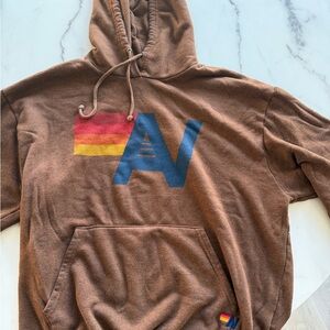 AVIATOR NATION brown logo hoodie
